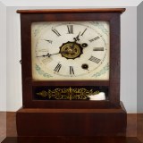 D28. Ansonia shelf clock with reverse painted glass. Not working. 12”h x 8”w x 4”d - $20 